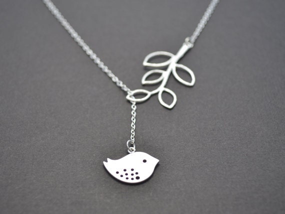 Sparrow pendant with branch connetor necklace.
