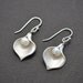Matte Rhodium plated calla lily and pearl earrings