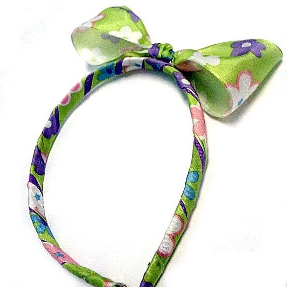 Children's Headband Hair Accessories Flower Ribbon Green Pink Purple Bow Summer Fashion Bright