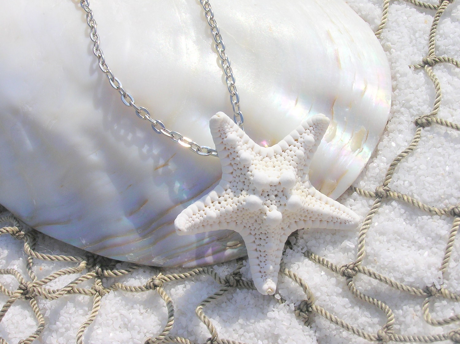 White Starfish Necklace
