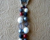 Grey, Red, Black & White Interchangeable Beaded Watch Band
