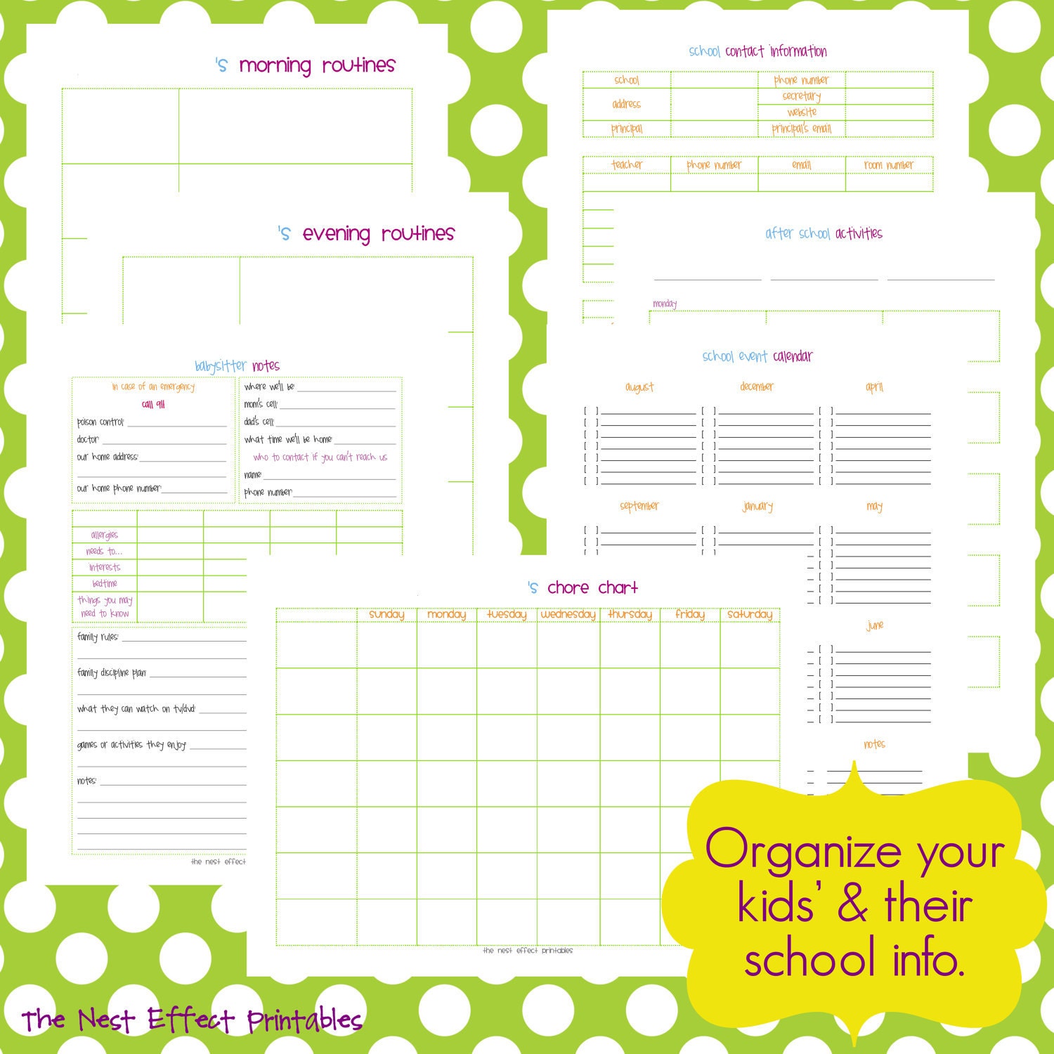 family & party planning set - EDITABLE / FILLABLE - 24 documents