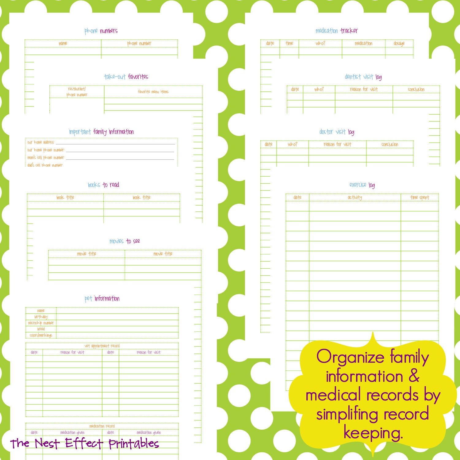 family & party planning set - EDITABLE / FILLABLE - 24 documents