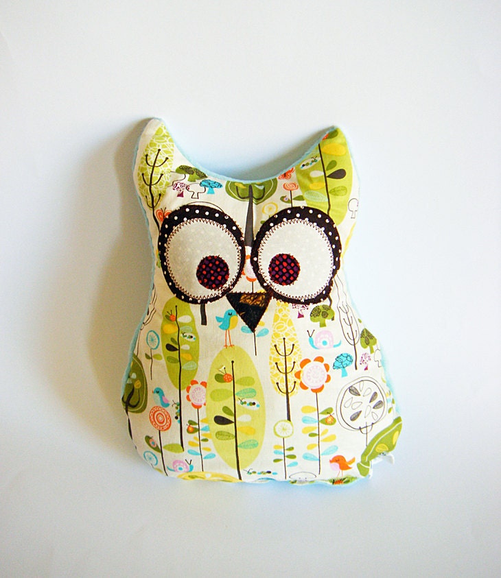 Plush Owl - Odd Owl in the trees - Stuffed Animal - Owl Cushion - Riley Blake Fabric