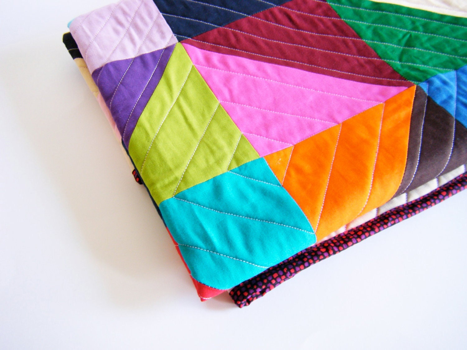 Geometric Quilt - lap quilt, baby quilt, toddler blanket, patchwork throw, triangles, solids