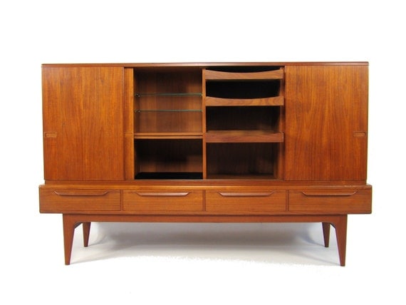 Mid Century Danish Teak Highboard Sideboard Storage 1960's Retro