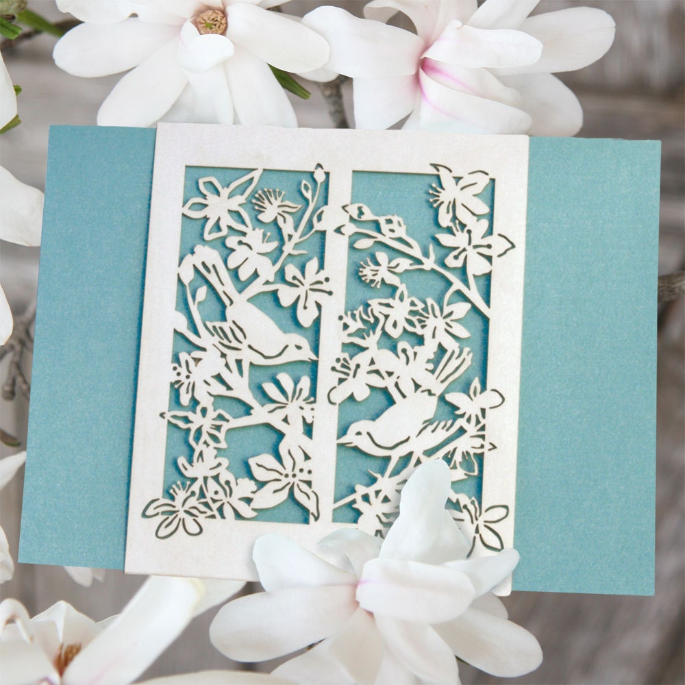Laser cut pocket - "Love Birds"