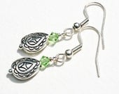 Peridot & Silver Peardrop Earrings, Green and Silver Earrings, Teardrop, UK