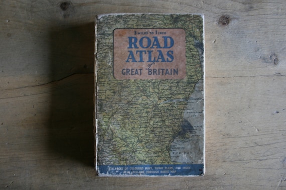 1950's Atlas of Great Britain - 100's of Mid-Century Maps - Perfect for Altered Art / Jewelery / Decoupage