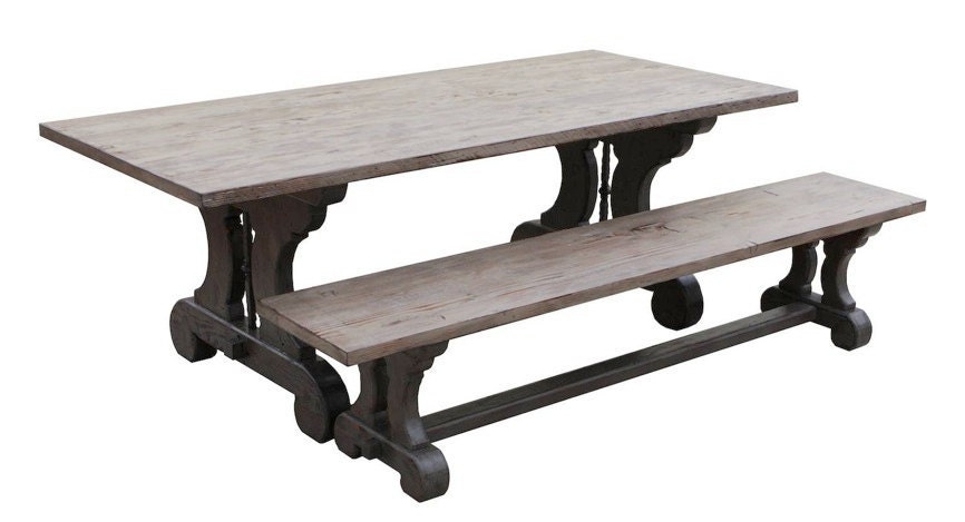 Lourdes - Gothic Reclaimed Wood Trestle Dining Table