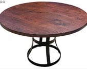 Round Reclaimed Douglas Fir Custom Dining Table with Iron Base (Los Angeles)