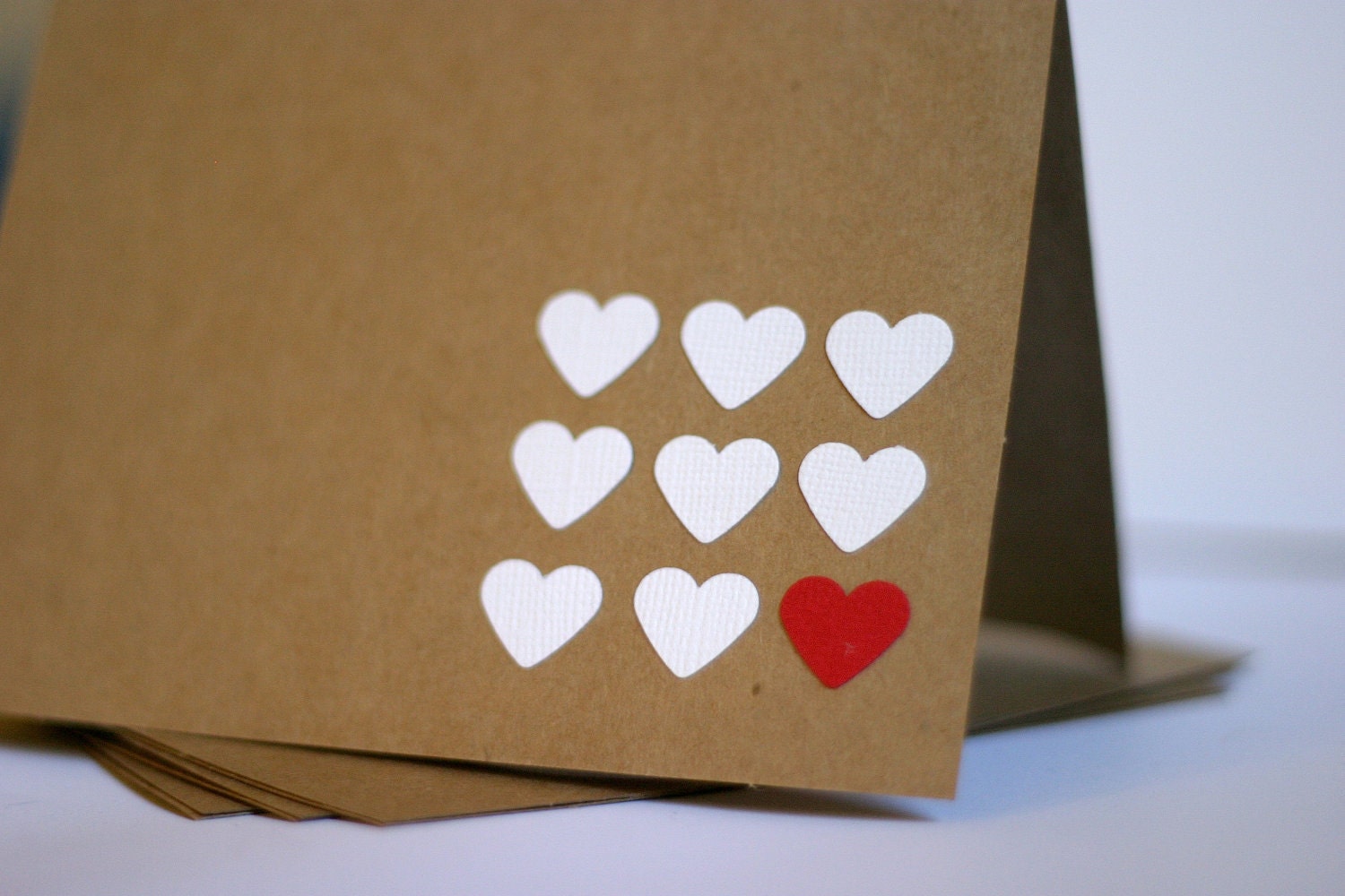 Heart Stationery Cards in Red and White