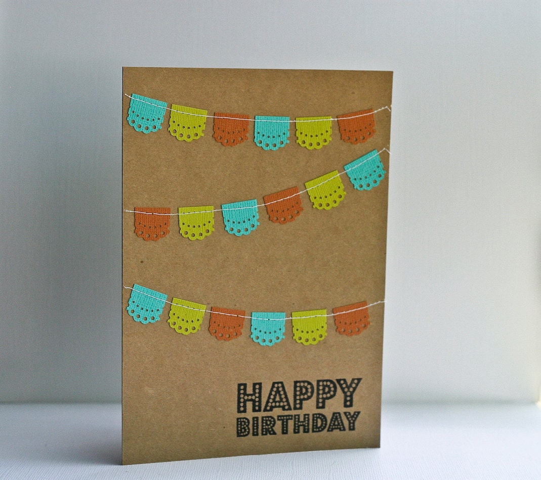 Birthday Card with Papel Picado Inspired Bunting Flag