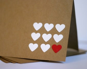 Heart Stationery Cards in Red and White