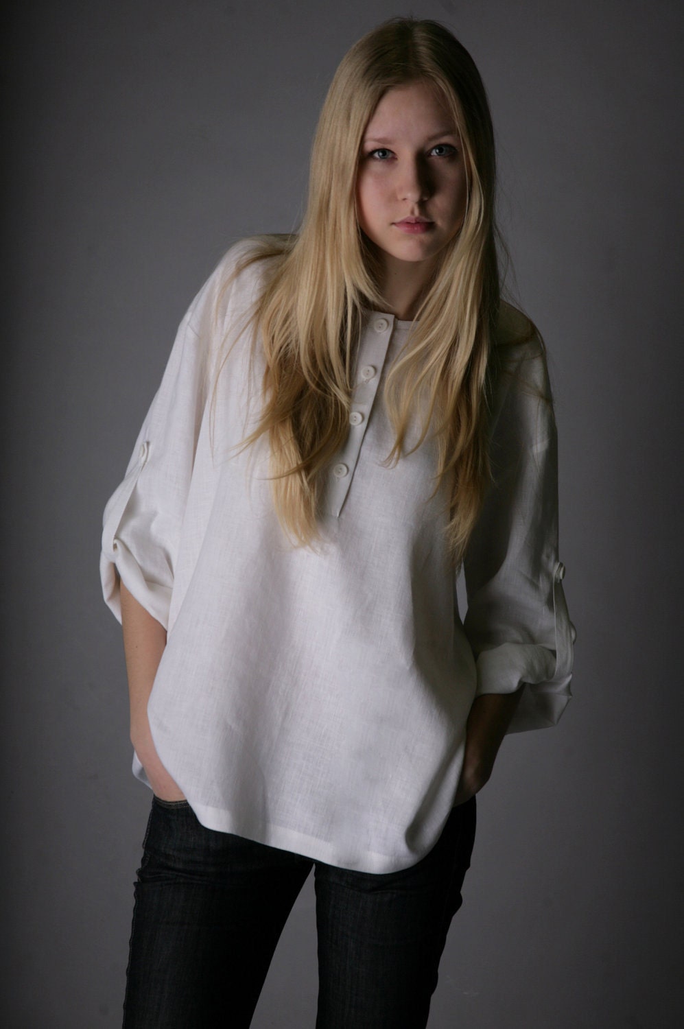 Oversized Pure Linen Shirt for Woman