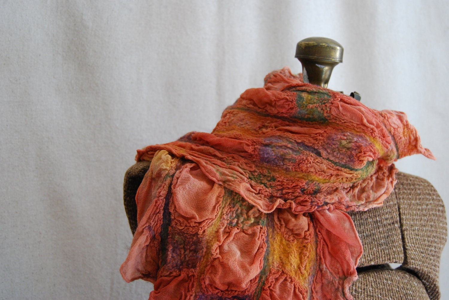 Orange Nuno Felted Scarf