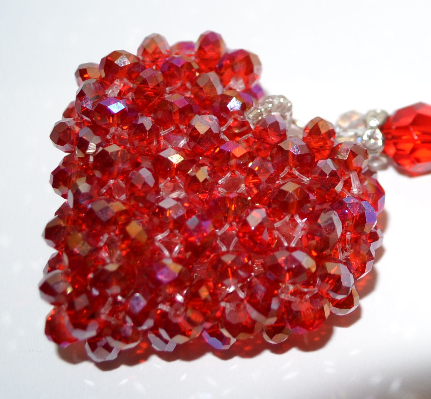 RED Heart Beaded Ornament