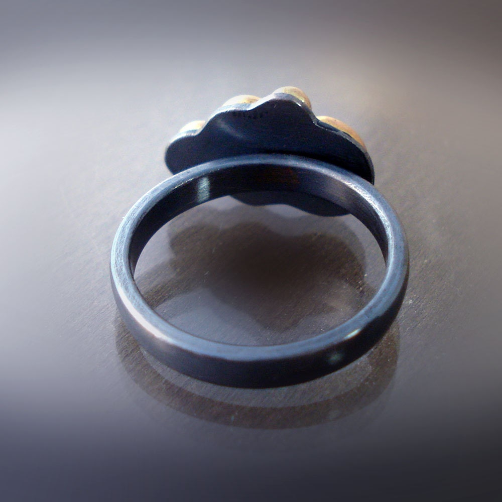 RESERVED for Suzanne: Pebble Ring - 14k Gold and Sterling Silver - OOAK