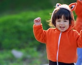 TODDLER HOODIE ZIPPER - Little Mr Fox - Smoked orange fleece  -sizes 1t, 2t, 3t