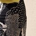 Vintage maxi skirt in black and white floral pattern / a line / 60s or 70s