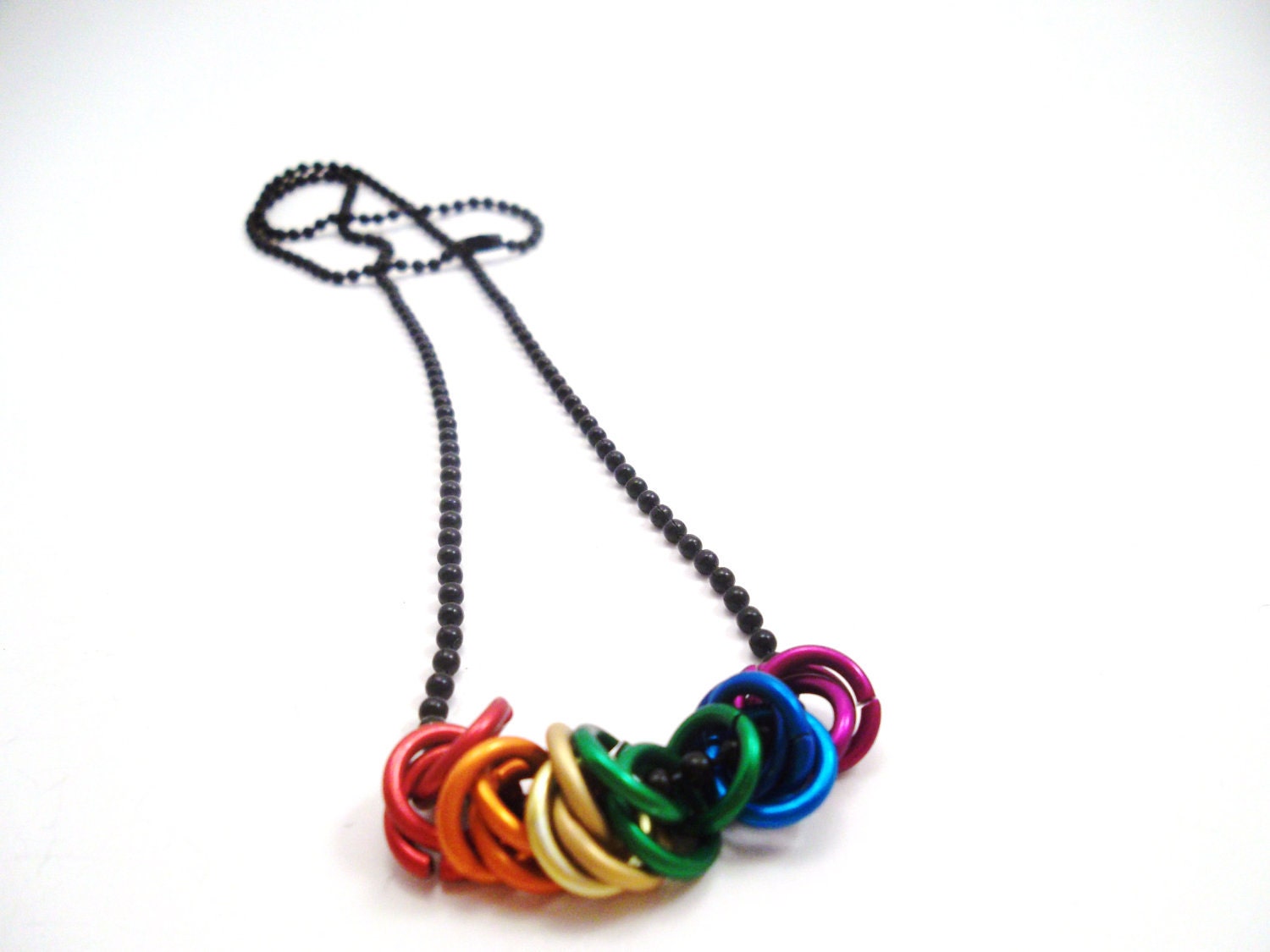 Rainbow Chainmail Mobius Ball Necklace