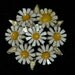 Vintage 60s Hippie Daisy Flower Bouquet Pin White Yellow Metal Enamel Gold Tone 1960s Brooch Spring summer