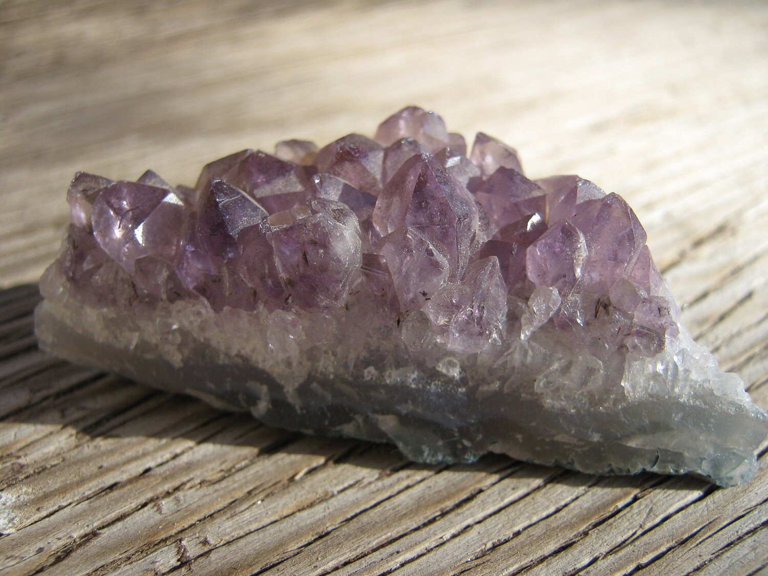 February birthstone, natural Amethyst Cluster Specimen - medium-dark purple small amethyst crystal cluster in matrix, new age, healing stone