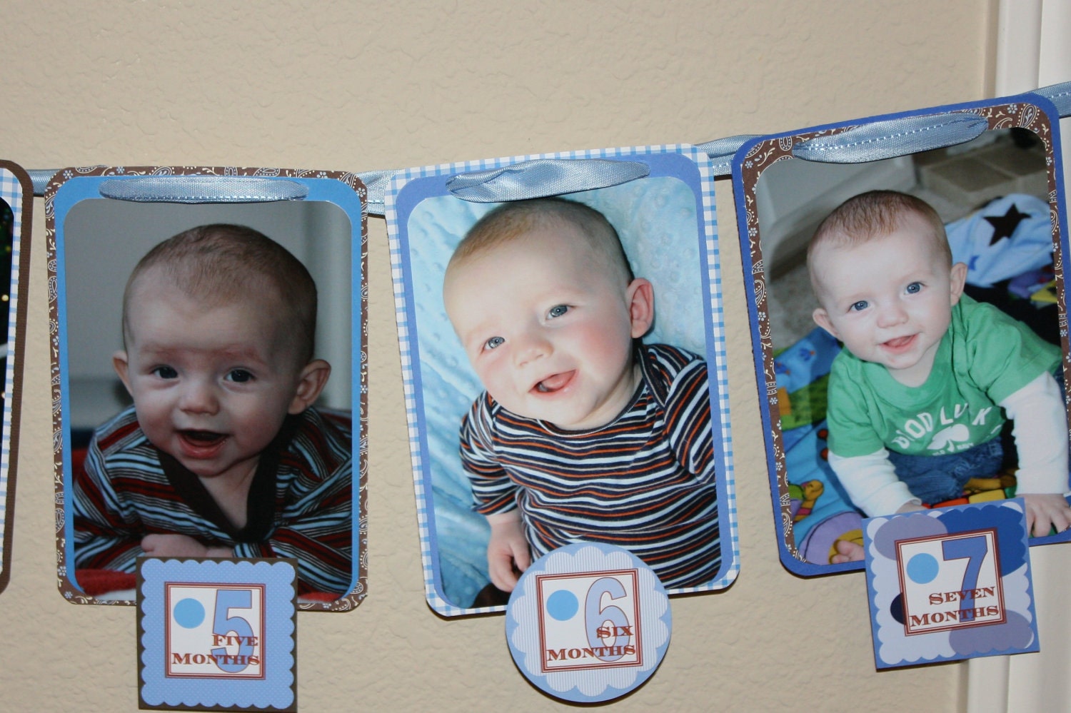 Photo Banner - 1st Birthday Boy (Blue and Brown Polka Dots)