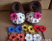 Knitted baby shoes for 0-6 months /9cm /3,5 inch - chocolate- new