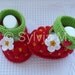 Knitted baby shoes for 0-6 months /9cm /3,5 inch -Strawberry/Raspberry- new