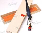 Natural Goose Quill Ink Pen Box Set - Classic Black (plus "FREE GIFT")