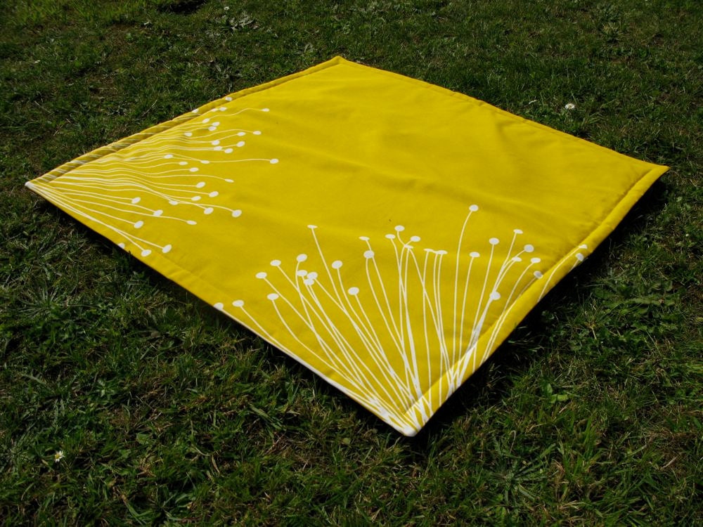 Daycare nap mat or play mat for baby or toddler - yellow and white cotton - IN STOCK