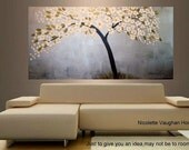 ORIGINAL XLarge  4ft x 2ft  gallery wrap canvas     abstract  landscape trees painting by Nicolette Vaughan Horner