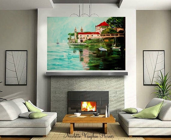 Large limited edition giclee on canvas of oil painting  of Italy by Nicolette Vaughan Horner