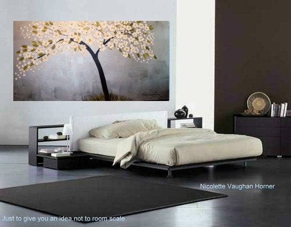ORIGINAL XLarge 4ft x 2ft gallery wrap canvas abstract landscape trees painting by Nicolette Vaughan Horner