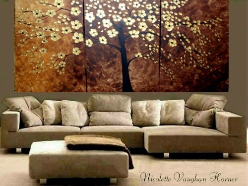 Enormous 6ft by 3ft (3 panel) original painting abstract tree,oils/acrylic on canvas by Nicolette Vaughan Horner