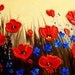 ORIGINAL Large 4ft x 2ft gallery wrap canvas-Contemporary impasto abstract Poppies painting by Nicolette Vaughan Horner