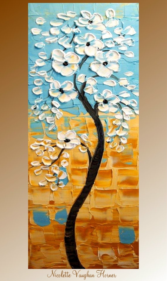 Original Impasto painting landscape trees abstract by Nicolette Vaughan Horner