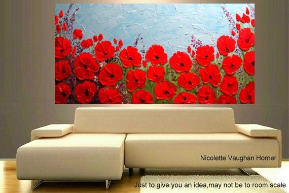 ORIGINAL X Large gallery wrap canvas modern mixed media Oil impasto Floral fine art painting by Nicolette Vaughan Horner