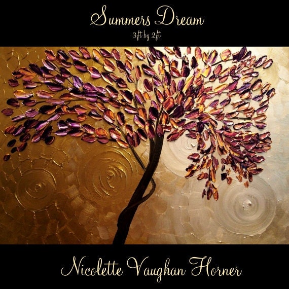ORIGINAL Large 3ft x 2ft gallery wrap canvas-Contemporary impasto modern abstract floral painting by Nicolette Vaughan Horner Free ship