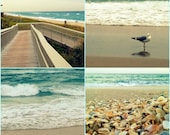 Beach Photography Set. Four 4x6 Turquoise, Tan Photo Prints. Beach Wall Art Home Decor Photo Collection - Beach