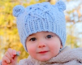 Crochet patterns - Little Bear Cable Hat -  Instant Downlad Crochet Hat PATTERN number 114 - Baby toddler and childrens sizes included