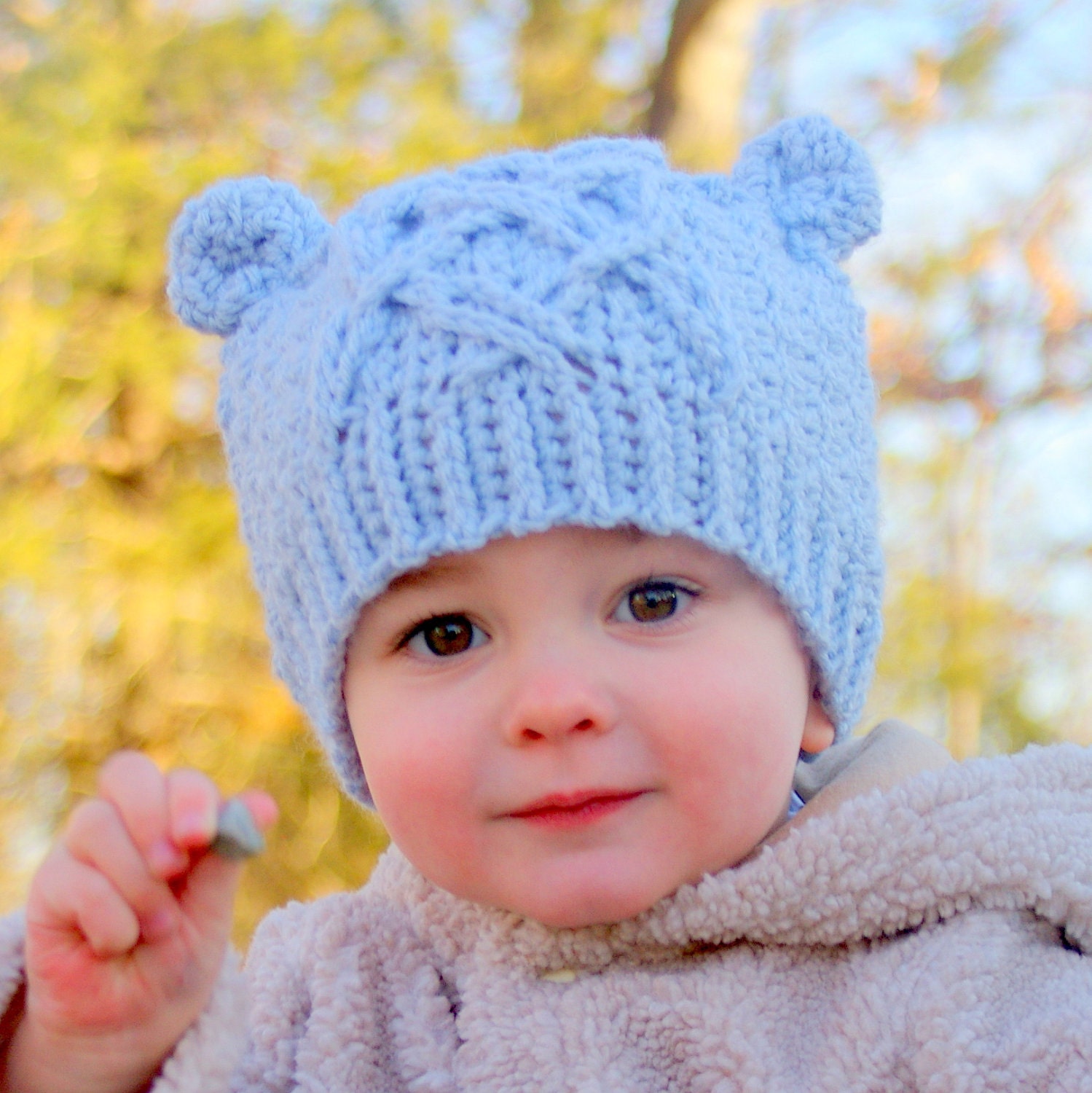 Crochet patterns Little Bear Cable Hat by TwoGirlsPatterns