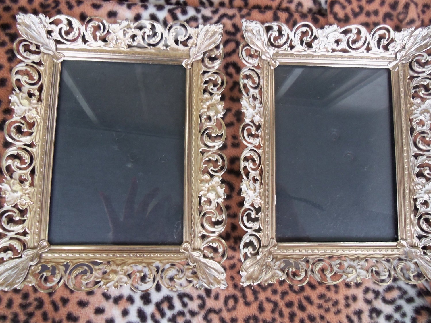 1960's Gold Frames Set of 2 Ornate Classy Hollywood Regency Mad Men Mod Vintage Home Decor Mid Century Modern Wall Hangings
