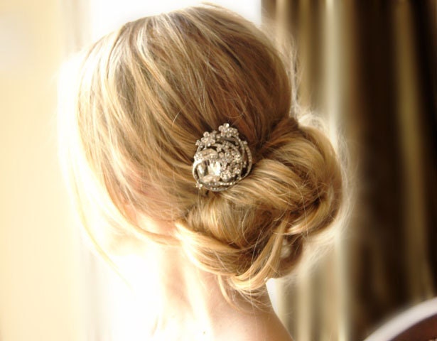 Round Crystal Headpiece Bridal Hair Comb Wedding Accessories