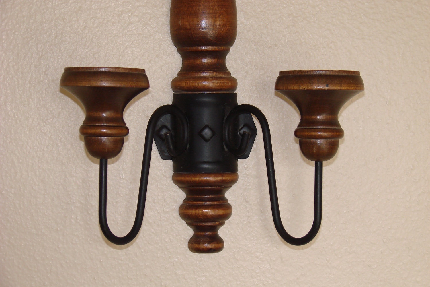 Vintage Wall Sconce Lovely Wood & Wrought Iron
