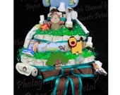 Safari, Jungle Themed Baby Shower Large Organic Natural Diaper Cake