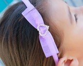 Custom Crystal Buckle Purple Bow Headband for Girls or Any Fashionable Woman