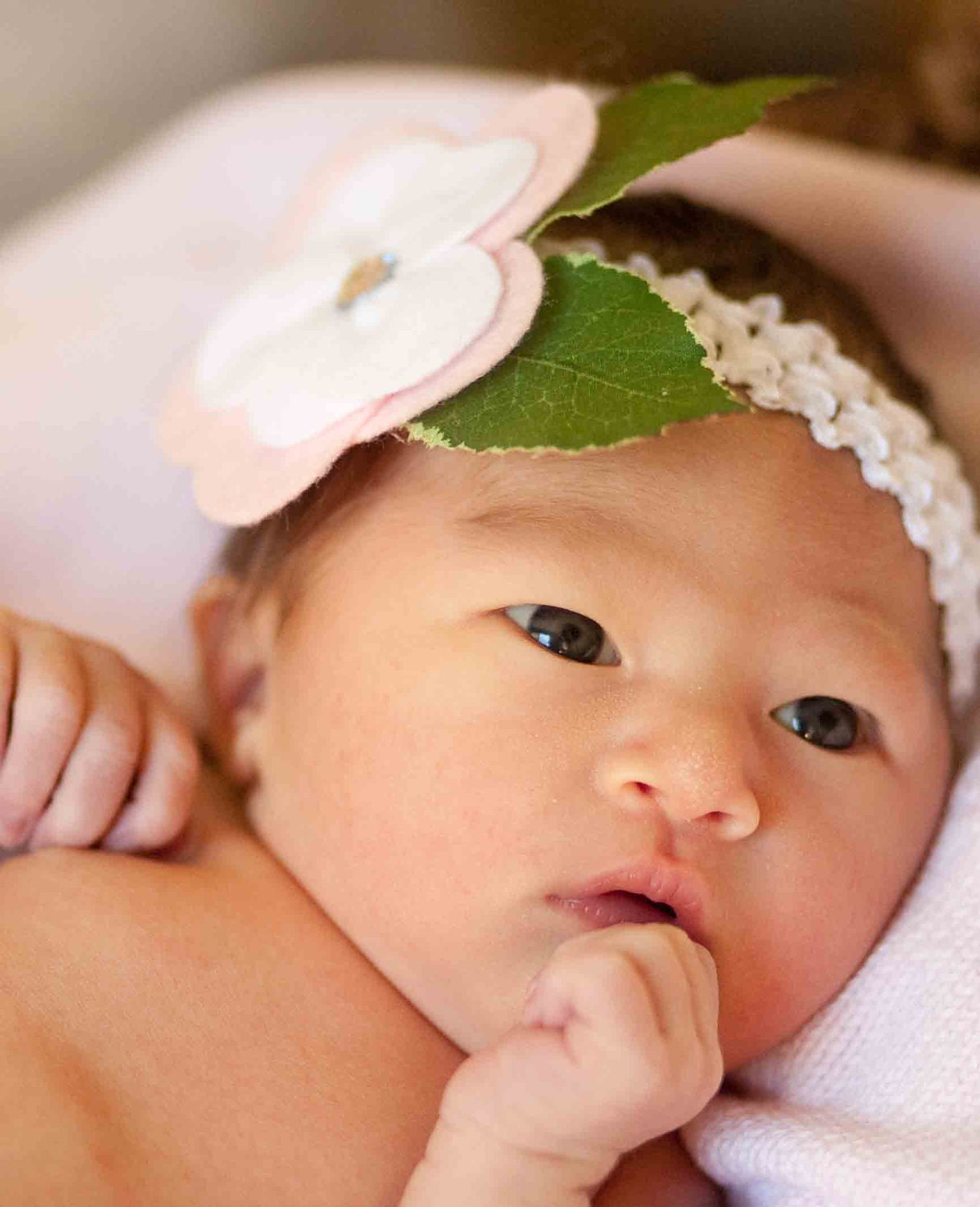 Custom Unique Felt Flower and Rhinestone Baby Infant Head band Hair Accessory - Can be customized to colors of your choice
