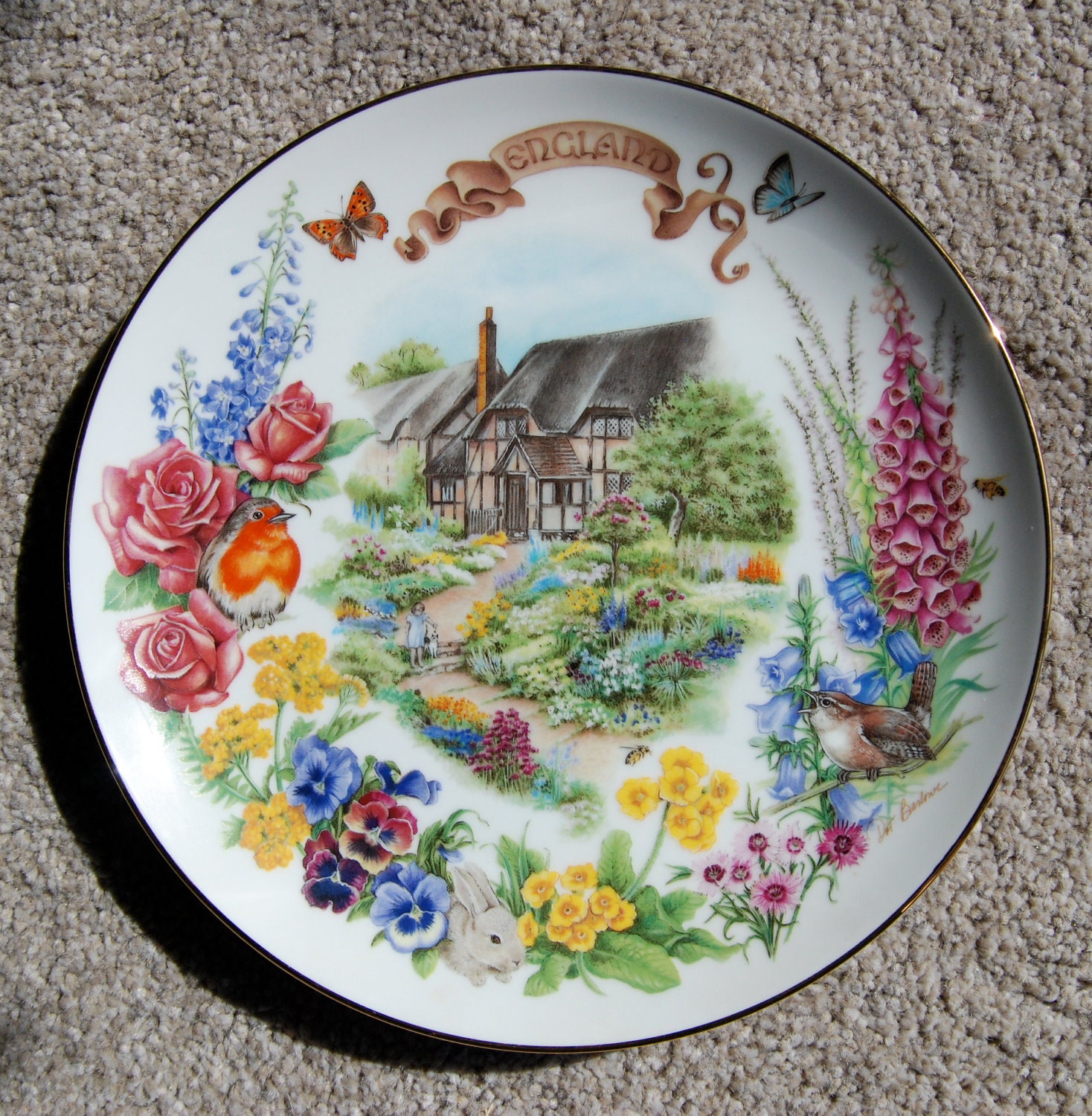 Items similar to English Country Garden Plate by Dot Barlowe on Etsy